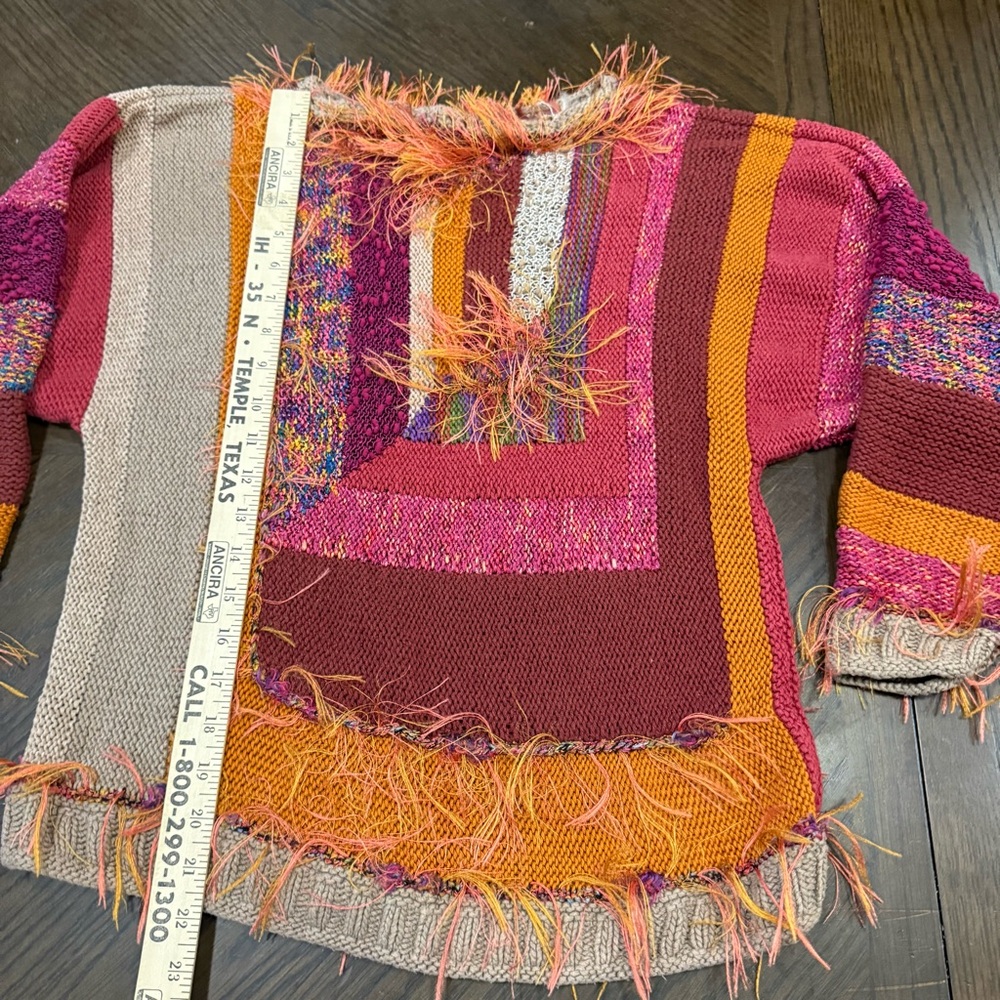 Colorful Patchwork Sweater Boho - image 3